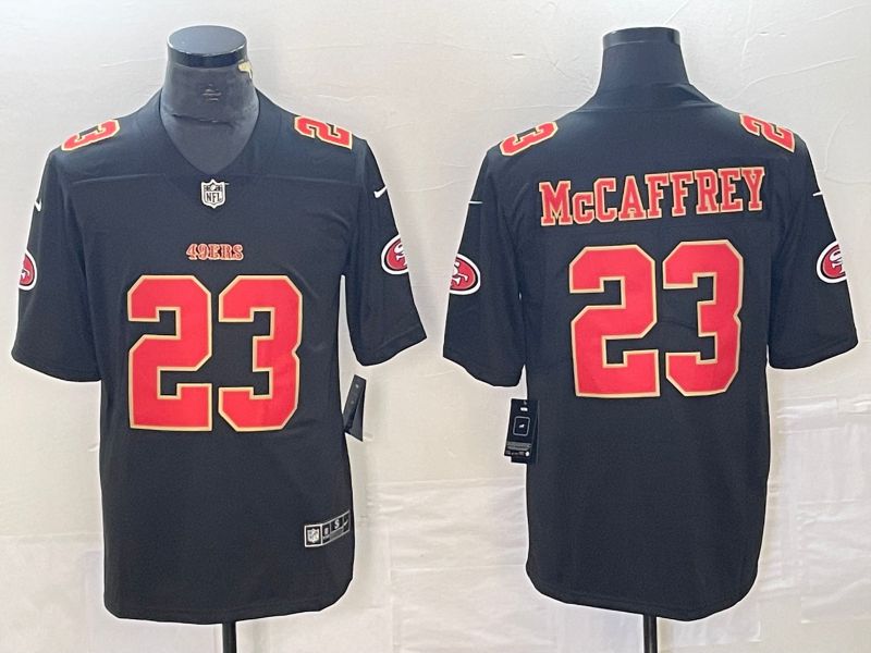 Men San Francisco 49ers #23 Mccaffrey Black gold 2023 Nike Vapor Limited NFL Jersey style 1->san francisco 49ers->NFL Jersey